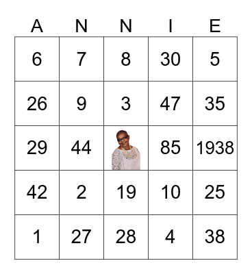 Annie's Birthday Bingo Card