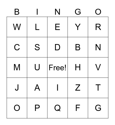 Letter Sounds Bingo Card