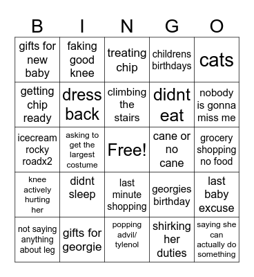 sunday bingo Card