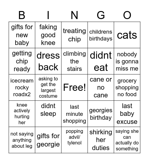 sunday bingo Card