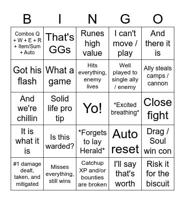 Kingstix Bingo Fun Bingo Card