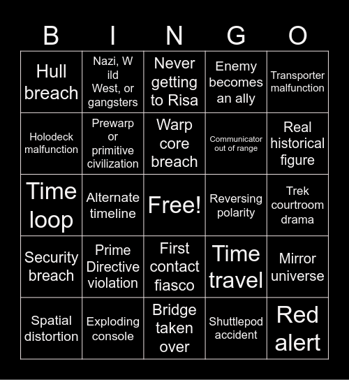 #AllStarTrek Bingo Card