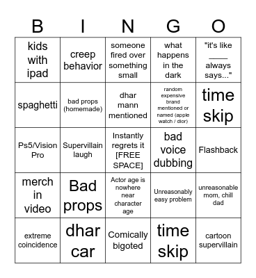 Dhar Mann Bingo v4 No Jarvis Bingo Card