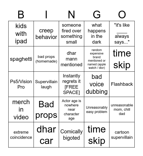 Dhar Mann Bingo v4 No Jarvis Bingo Card