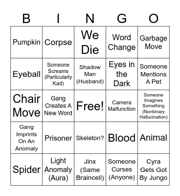 Spooky I Spy Bingo Card