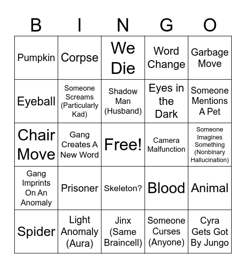 Spooky I Spy Bingo Card