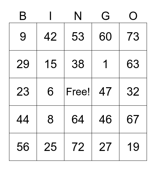 Beth's 60th Birthday Bingo Card