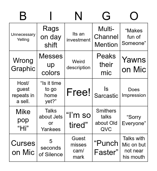 Q Bingo Card