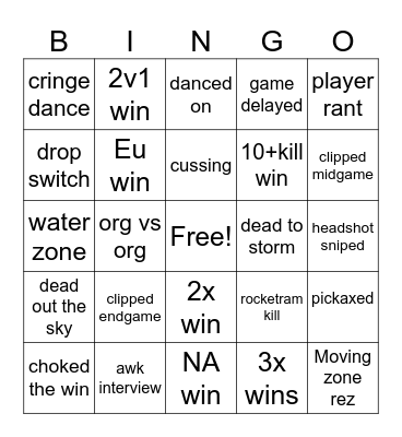 FNCS GLOBAL BINGO Card