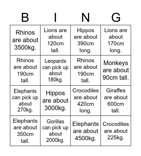 HFF Bingo Card