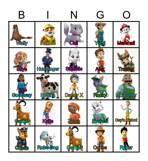 Aadhvik Bday Celebration - Paw Patrol Bingo Card