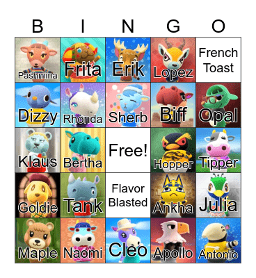 Villager Hunt Bingo Card