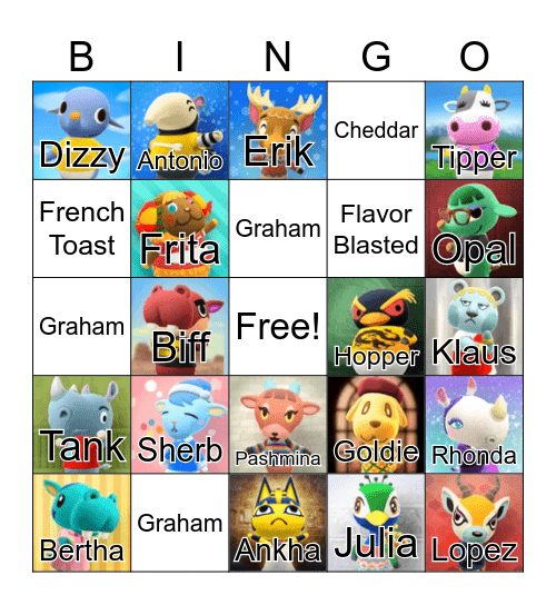 Villager Hunt Bingo Card