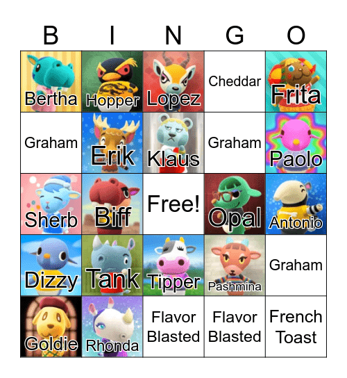 Villager Hunt Bingo Card