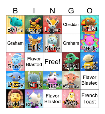Villager Hunt Bingo Card