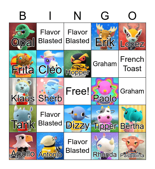 Villager Hunt Bingo Card
