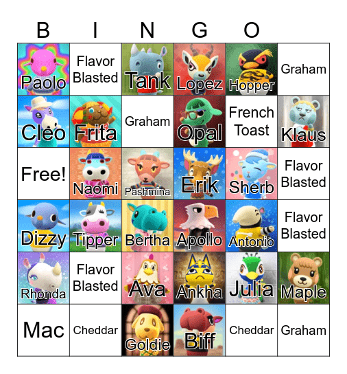 Villager Hunt Bingo Card
