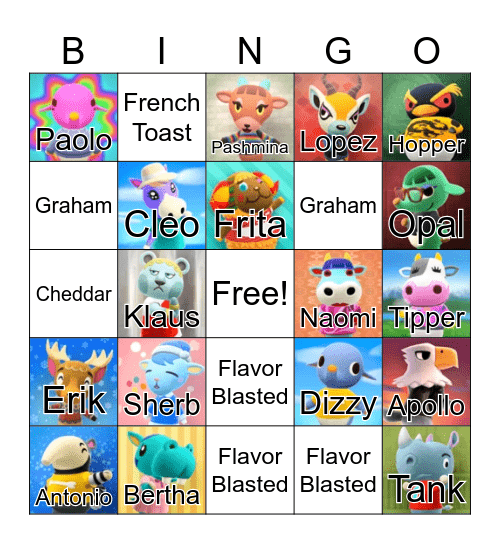Villager Hunt Bingo Card