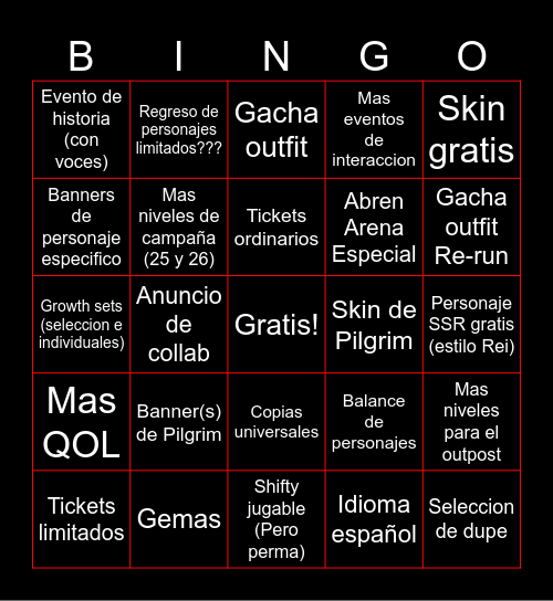 Nikke Aniversario :D Bingo Card