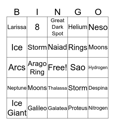 Neptune Bingo Card