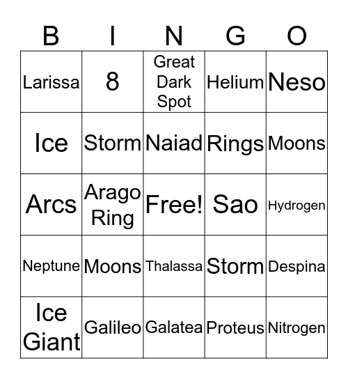 Neptune Bingo Card