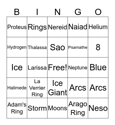Neptune Bingo Card