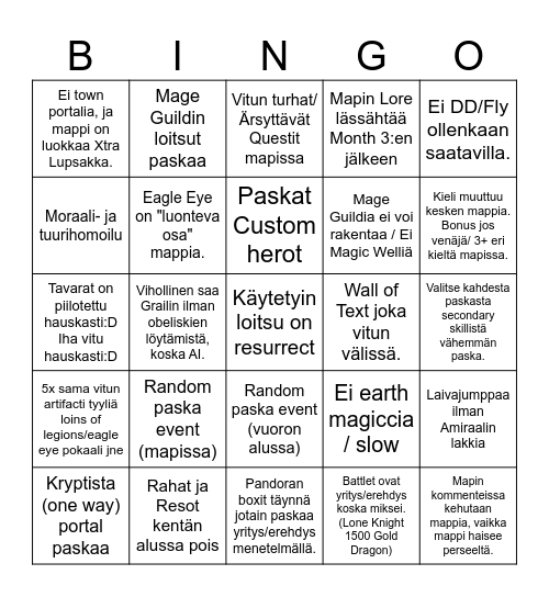 Heroes 3 Hevonpaska bingo Card