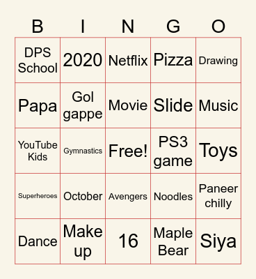 Vedant & Siya’s Birthday Bash Bingo Card