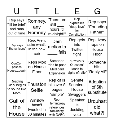 2016 #UTLEG Bingo Card