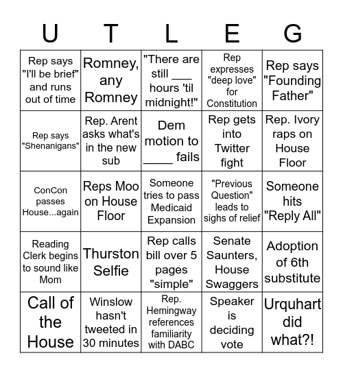 2016 #UTLEG Bingo Card