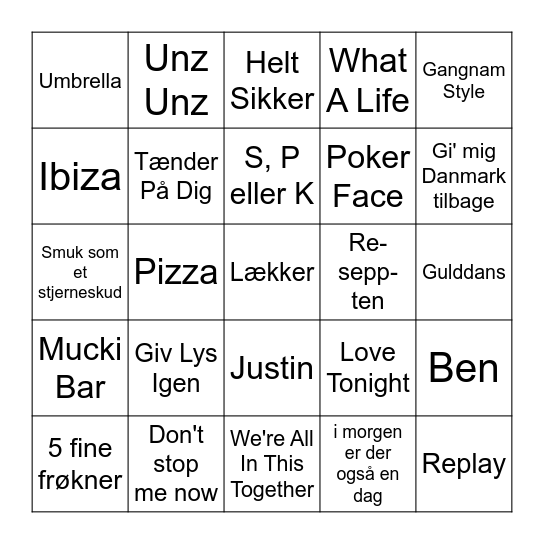 Musik Bingo Card