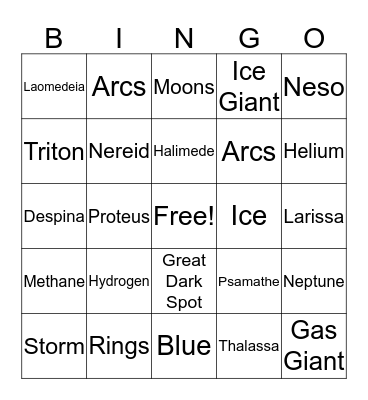 Neptune Bingo Card