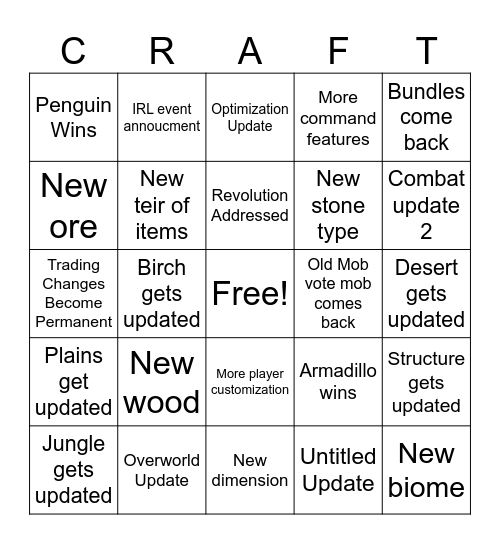 MC Live 2023 Bingo Card