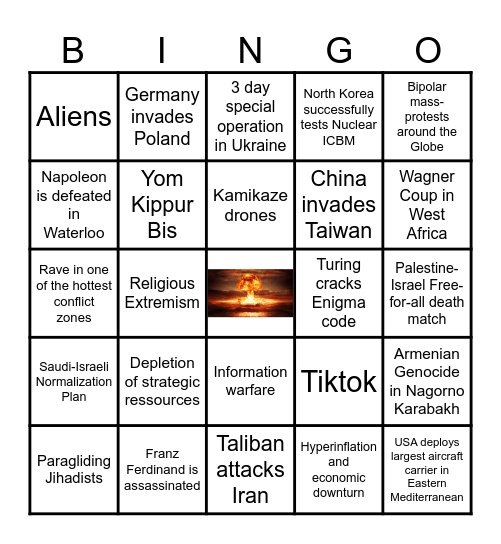 World War III Bingo Card Bingo Card