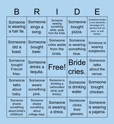 I GOT THE 'BRIDE' Bingo Card
