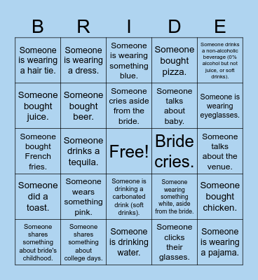 I GOT THE 'BRIDE' Bingo Card