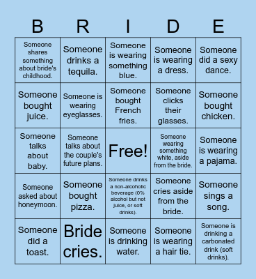 I GOT THE 'BRIDE' Bingo Card