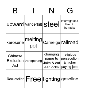 Big Business, Labor Disputes, & Immigration Bingo Card