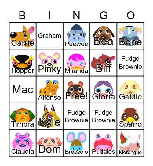 Animal Crossing Bingo Card
