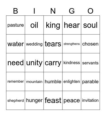 28th Sunday in Ordinary Time year A Bingo Card