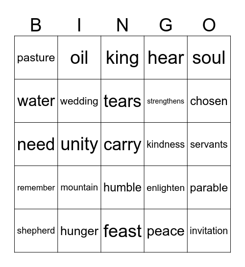 28th Sunday in Ordinary Time year A Bingo Card