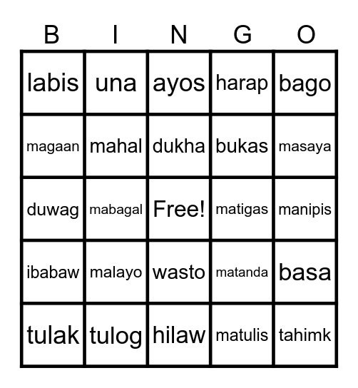 Magkasalungat Bingo Card