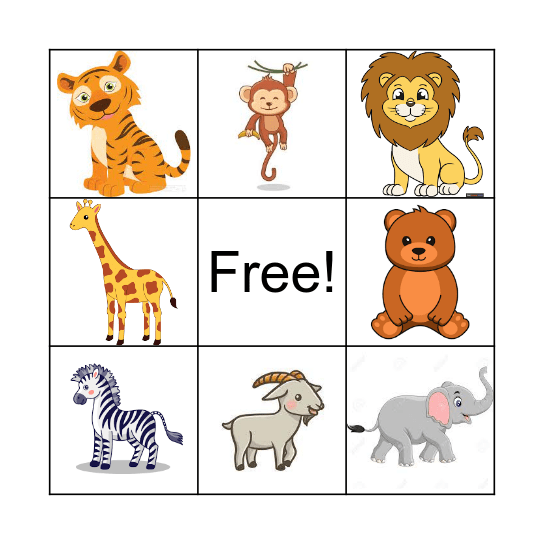Animal Bingo Card