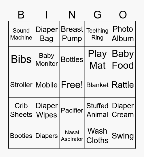 Baby Bingo Card