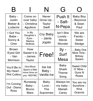 BABY BINGO! Bingo Card