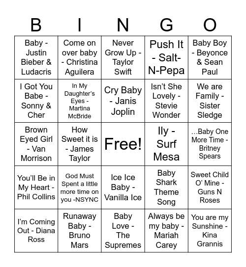 BABY BINGO! Bingo Card