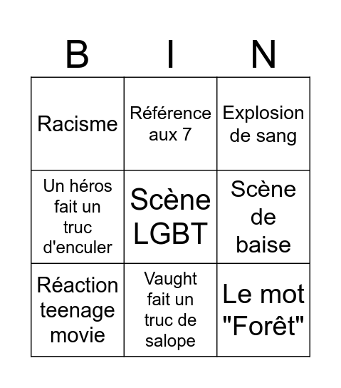 Gen V Bingo Card