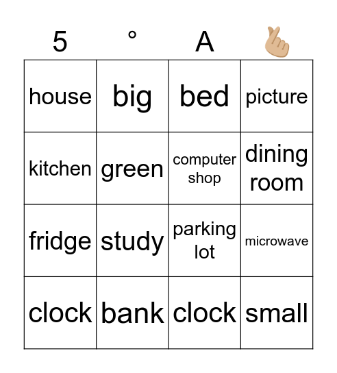AROUND THE BLOCK Bingo Card