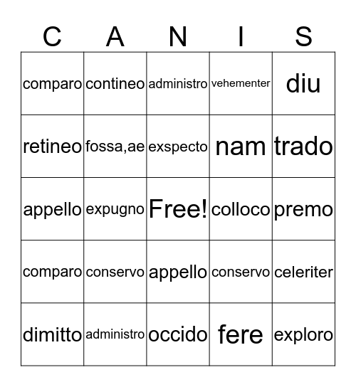 Vocab 17-22 Bingo Card