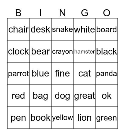 smart English Bingo Card